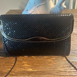 Y & S Original black sequin and gold evening bag